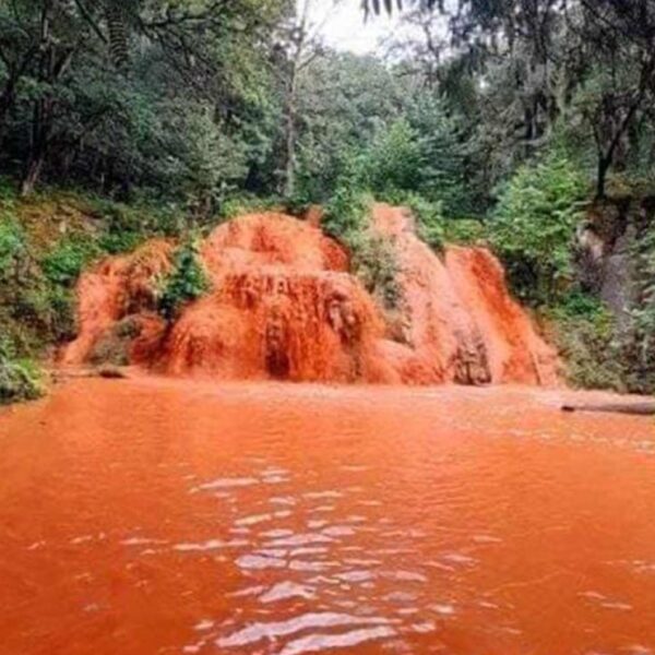 Cascadas y arroyos en Nuevo León se pintan de color naranja
