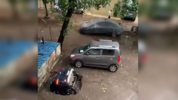 Un grupo de vecinos decidieron tapar un pozo y convertirlo en estacionamiento sin recurrir a profesional y termino tragándose un vehículo