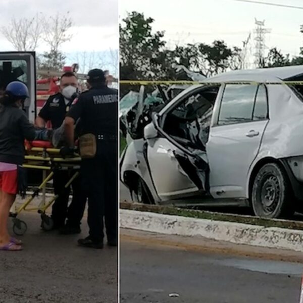 Fuerte accidente automovilístico en la vía Muna-Ticul deja ocho lesionados