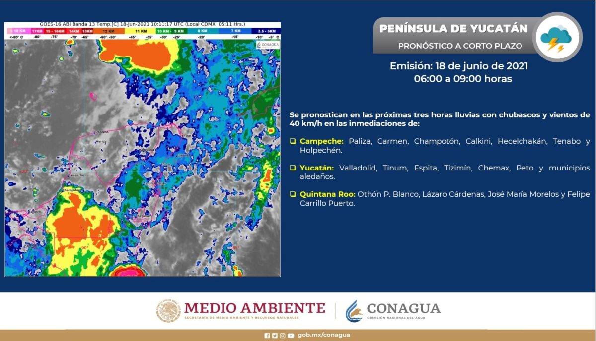 Pronóstico del clima para hoy viernes 18 de junio en Quintana Roo; Cielo nublado la mayor parte del día, con lluvias puntuales.