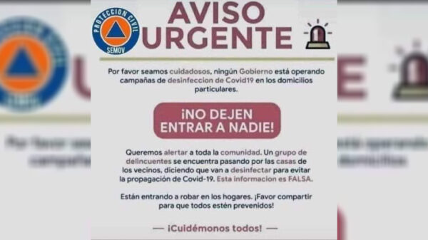 Viralizan falsa alerta por delincuentes realizando acciones de desinfección.