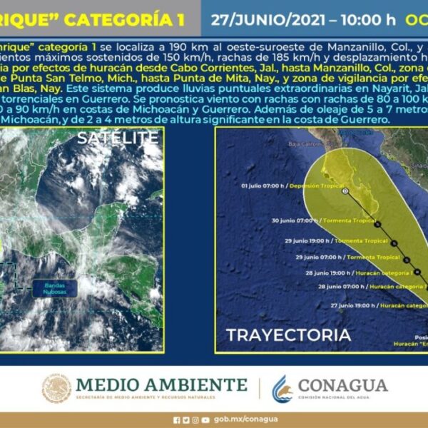 Clima: ‘Enrique’ podría convertirse en huracán categoría II este domingo.