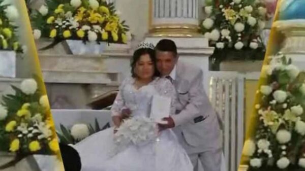 Novia termina casándose con un vestido y unas zapatillas prestadas, ya que el día que viajó para recoger su ajuar lo perdió