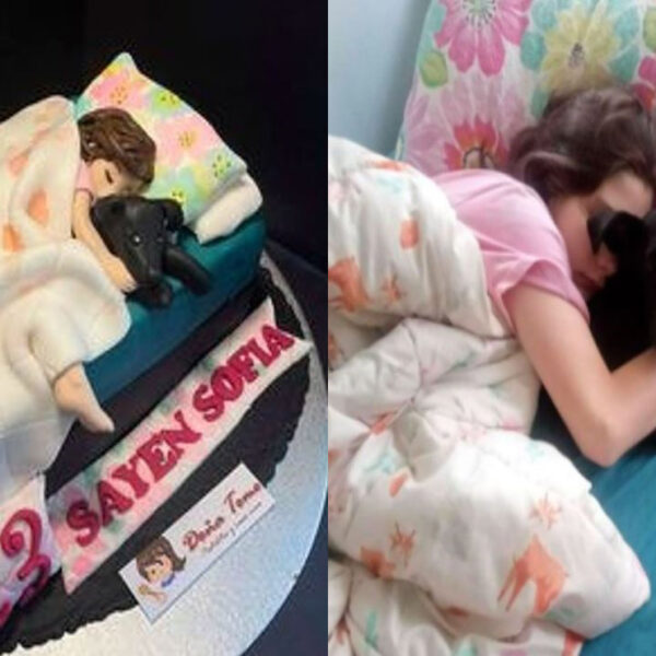 Niña recibe una épico pastel de cumpleaños, es una réplica de una fotografía en la que aparece en compañías de sus mascotas