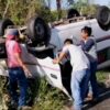 Trabajadores salen ilesos de volcadura registrada en la vía Kopomá-Maxcanú