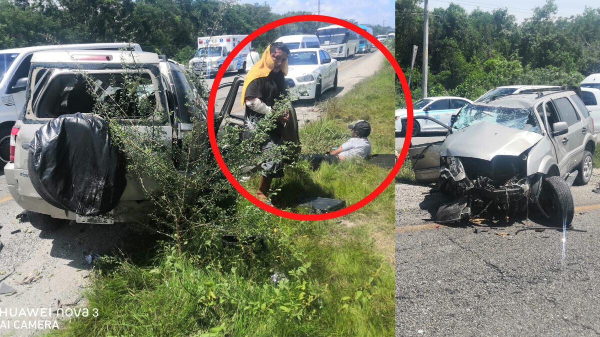 Ebrios provocan accidente vehicular en Playa del Carmen y no los detienen