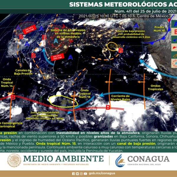 Pronóstico del tiempo para hoy domingo 25 de julio en Quintana Roo.