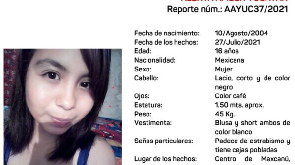 Activan alerta amber para localizar a menor extraviada en Maxcanú