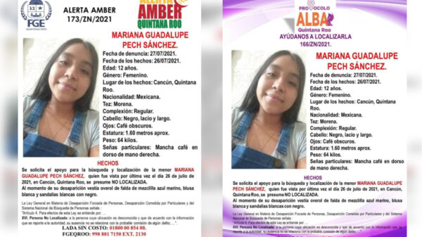 Emiten alerta por desaparición de niña de 12 años en Villas del Mar