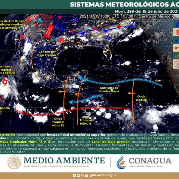Pronóstico del clima para hoy lunes 19 de julio de 2021.