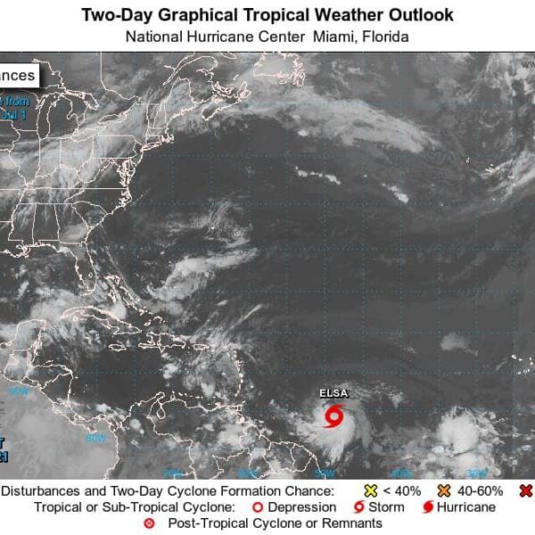 #Clima: Se forma la tormenta tropical ‘Elsa’; se esperan lluvias aisladas para Quintana Roo y el resto de la Península de Yucatán.