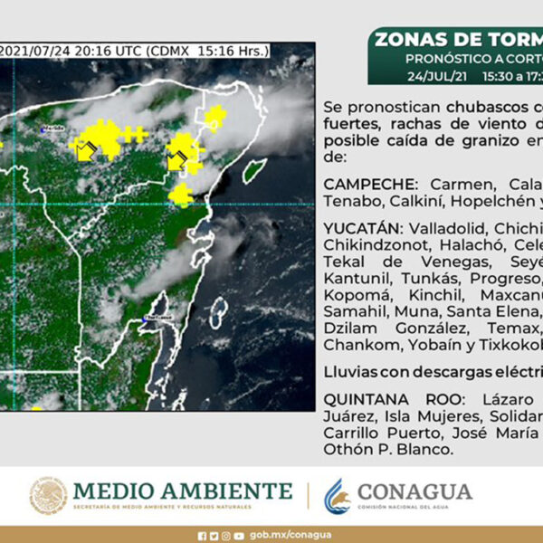 Pronostican sábado lluvioso y con descargas eléctricas para Cancún