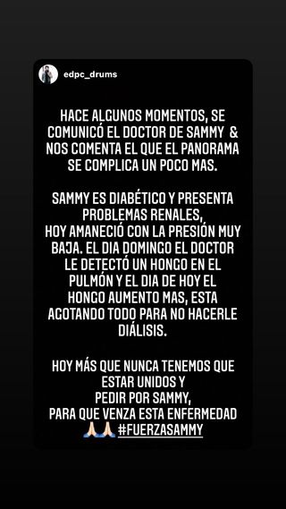 La salud de Sammy Pérez se complican y las cuentas del hospital aumentan