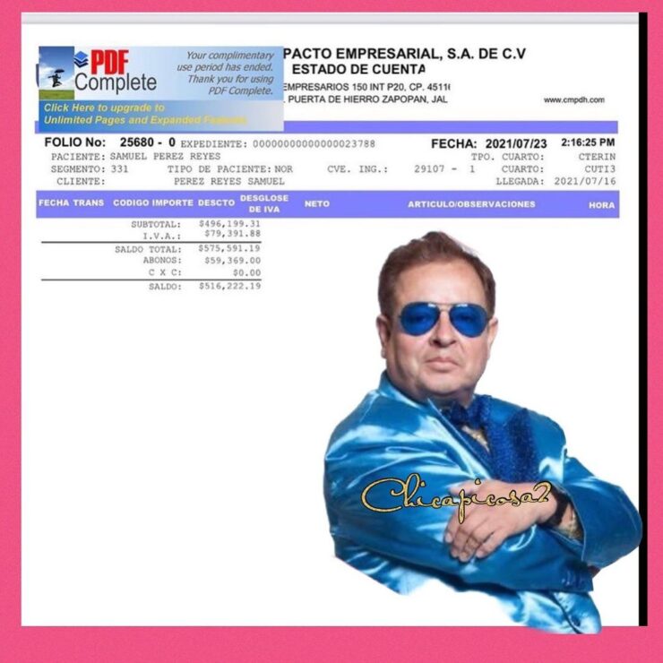 La salud de Sammy Pérez se complican y las cuentas del hospital aumentan