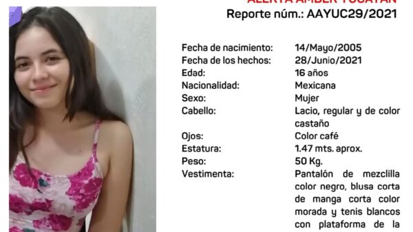 Activan alerta amber Yucatán para dar con el paradero de joven de 16 años desaparecida