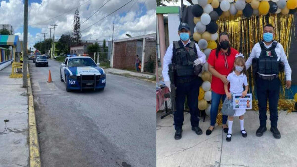 Niña que no tenía carro para participar en la ceremonia de graduación conquista las redes sociales al ser apadrinada por policías