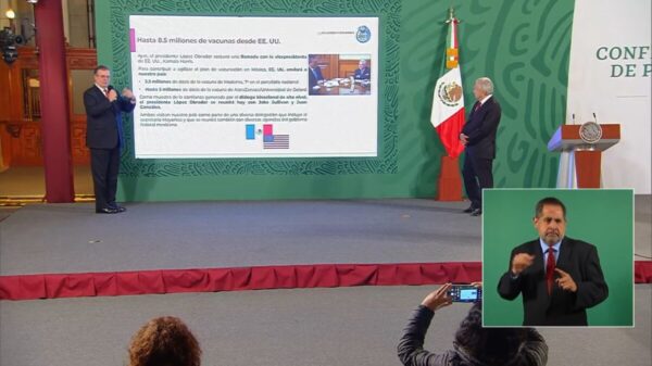 Envío de vacunas por parte de EU será de 8.5 millones: Ebrard