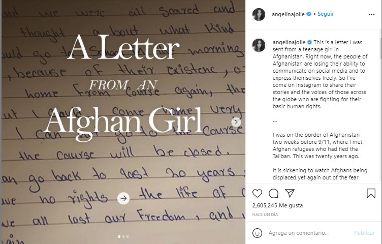 Angelina Jolie se une oficialmente a Instagram con emotiva carta