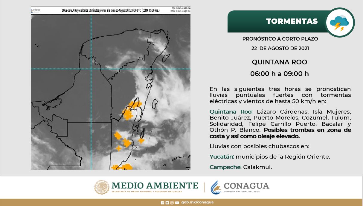 Pronóstico del clima para hoy domingo 22 de agosto en Quintana Roo; habrá cielo nublado con posibilidades de algunas lluvias.