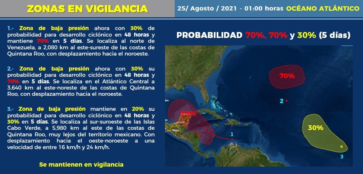 Clima: Nueva amenazan de ciclón tropical en el Caribe; incrementa a 80% la probabilidad de desarrollo ciclónico para el fin de semana.