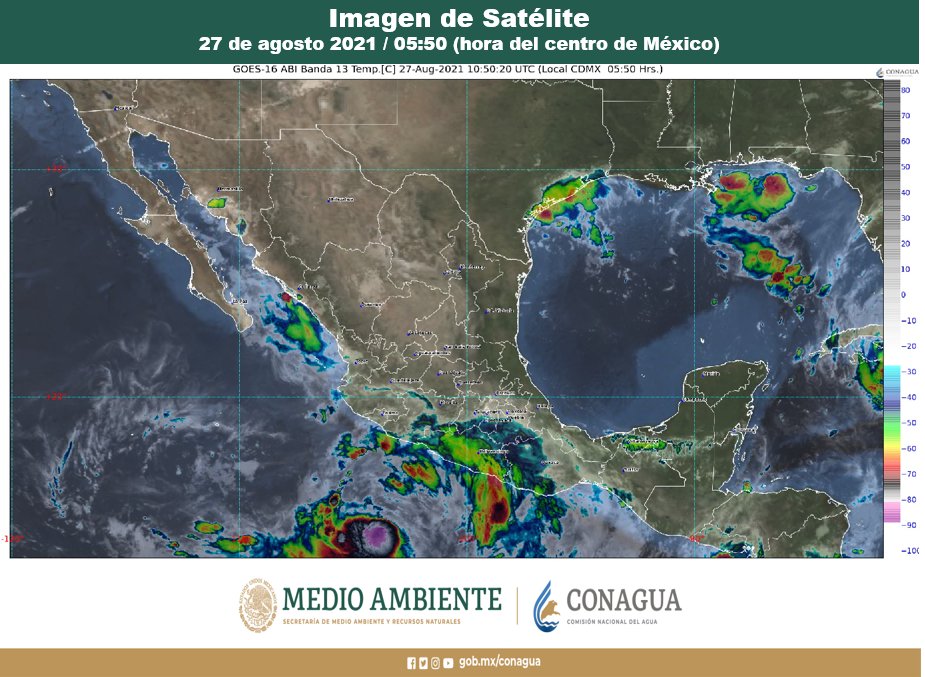 Pronóstico del clima para hoy viernes 27 de agosto en Quintana Roo; Cielo nublado con lluvias muy fuertes en la entidad, Campeche y Yucatán.