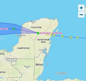 Grace abandonó territorio de Quintana Roo y sigue su trayectoria por Yucatán.