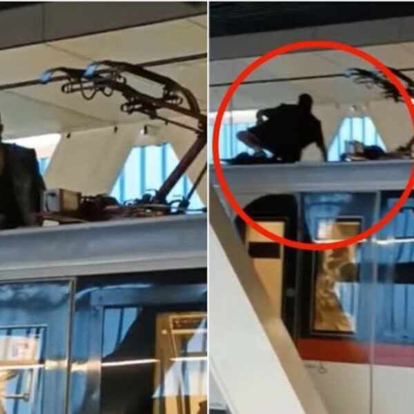 Sujeto viaja en el techo del Tren Ligero en Guadalajara
