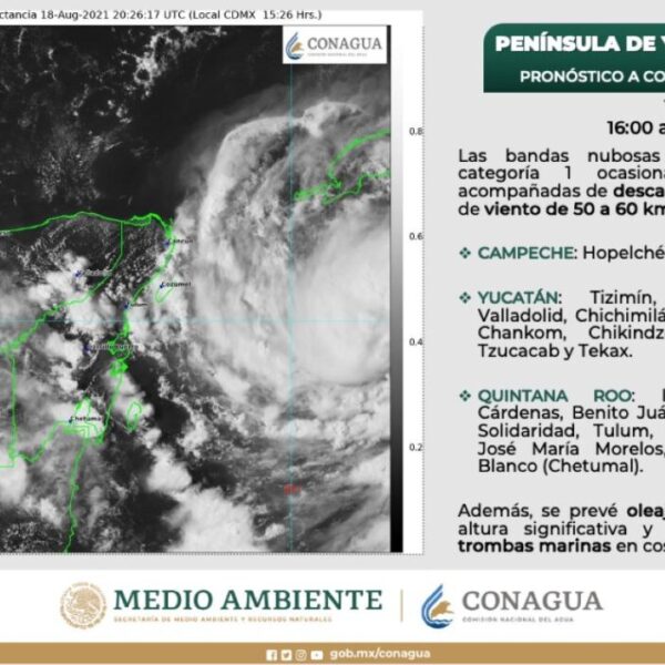 Prevén mayor afectación por huracán Grace en Yucatán