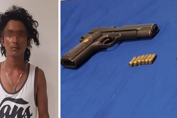 Detienen a pistolero en la colonia Santa Cecilia de Cancún.