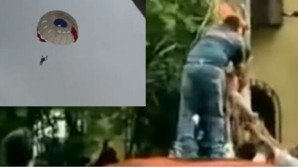 Terror en paracaídas, turista queda a la deriva tras reventar la cuerda