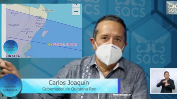 Vaticina Gobernador afectación de "Grace" para centro de Quintana Roo