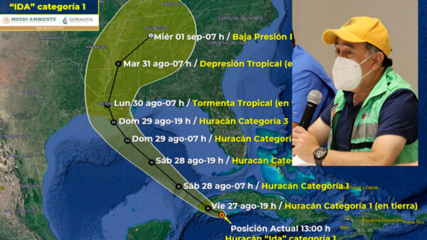 Autoridades de Puerto Morelos mantienen vigilancia a trayectoria del huracán Ida