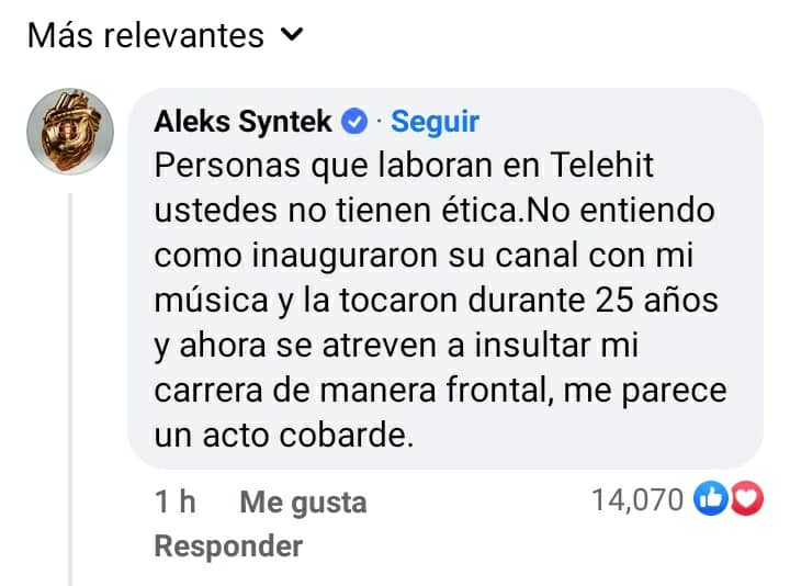 Aleks Syntek arremete contra Telehit por un meme