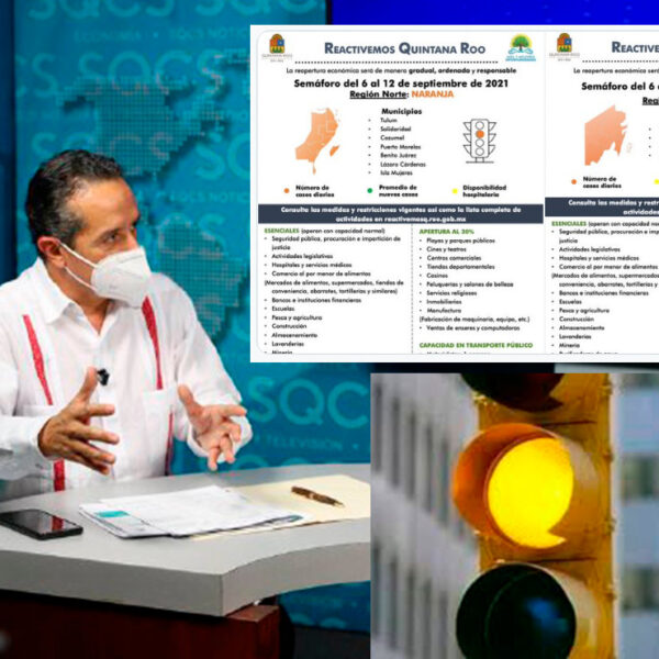 Anticipa gobernador de Quintana Roo regreso a semáforo amarillo