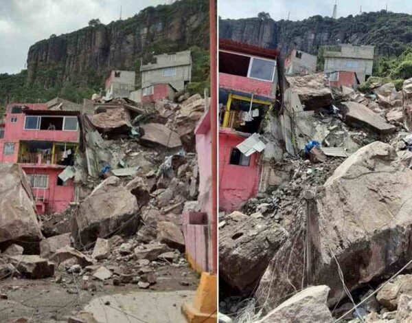Cerro del Chiquihuite se desgaja; caen pesadas rocas sobre casas