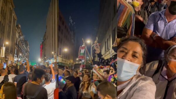 Grito de Independencia con Zócalo vacío y alrededores lleno