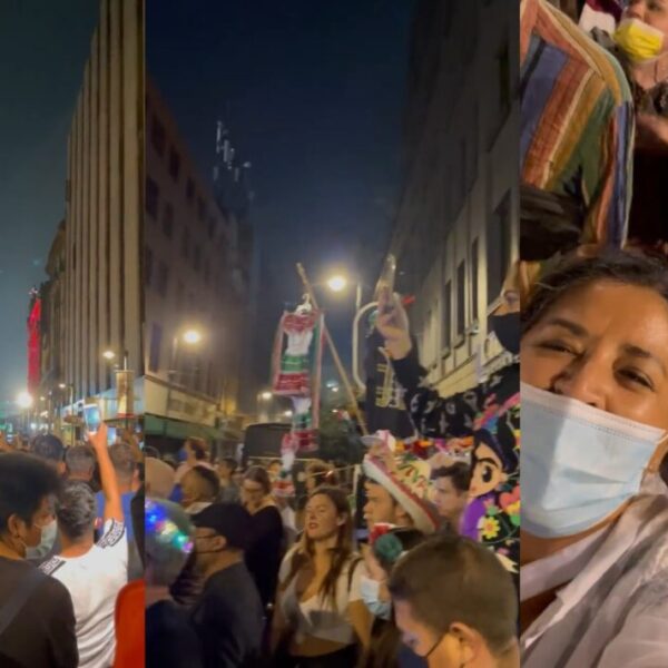 Grito de Independencia con Zócalo vacío y alrededores lleno