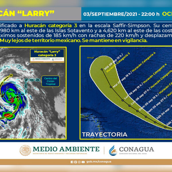 El huracán "Larry" ya es categoría tres y sigue creciendo 
