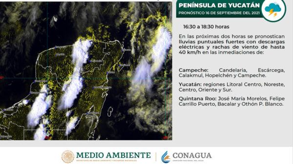Pronostica Conagua fuertes lluvias para Quintana Roo esta tarde