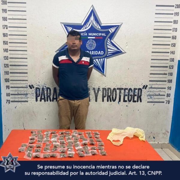 Playa del Carmen: Cae un sujeto con 69 dosis de drogas.