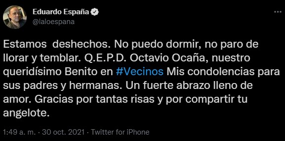 Elenco de 'Vecinos' se despiden de Octavio Ocaña