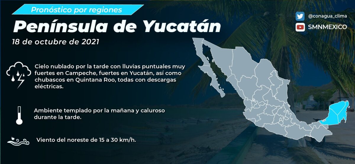 Clima Quintana Roo: Hay posibilidades de chubascos para hoy lunes; se prevé que el frente No. 4 adquiera características de estacionario en la Península.