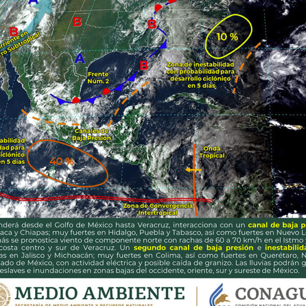 ¡Prepárense! Se espera lluvias en 7 estados por frente frío y onda tropical