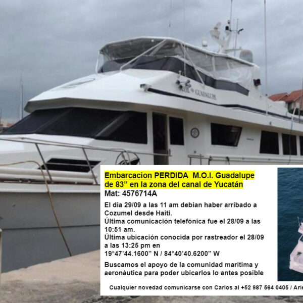 Desmienten apoyo de autoridades federales en búsqueda de yate perdido