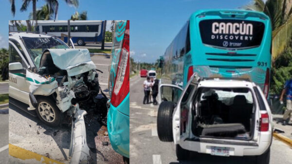 Taxista choca contra autobús en la zona hotelera de Cancún