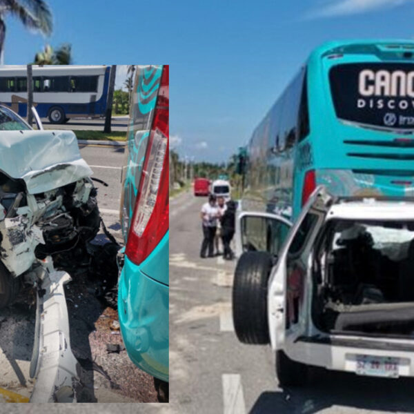 Taxista choca contra autobús en la zona hotelera de Cancún