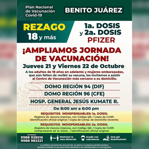 Extiende Sesa jornadas de vacunación para rezagados