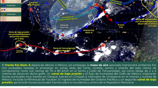 Clima: Frente frío No. 6 afectará al territorio quintanarroense.