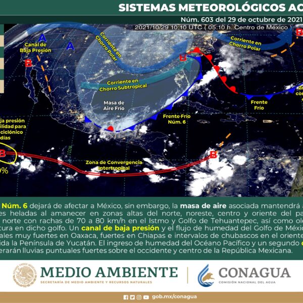 Clima: Frente frío No. 6 afectará al territorio quintanarroense.