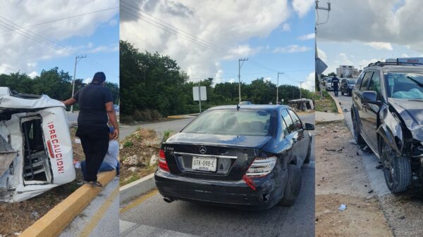 Carambola vehicular en la SM 336 de Cancún deja un lesionado